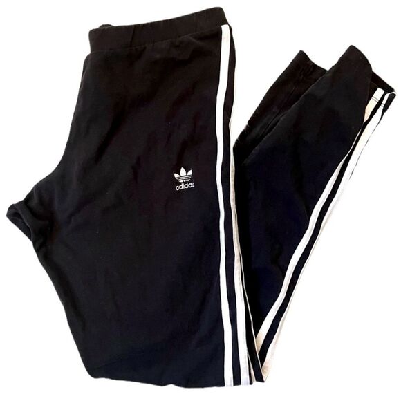 Adidas Three Stripe Black Leggings - Picture 1 of 4